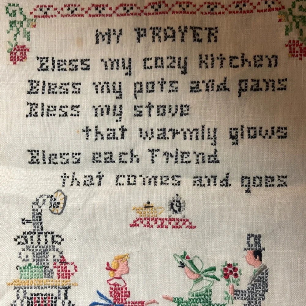 Handmade cross stitch tapestry not framed